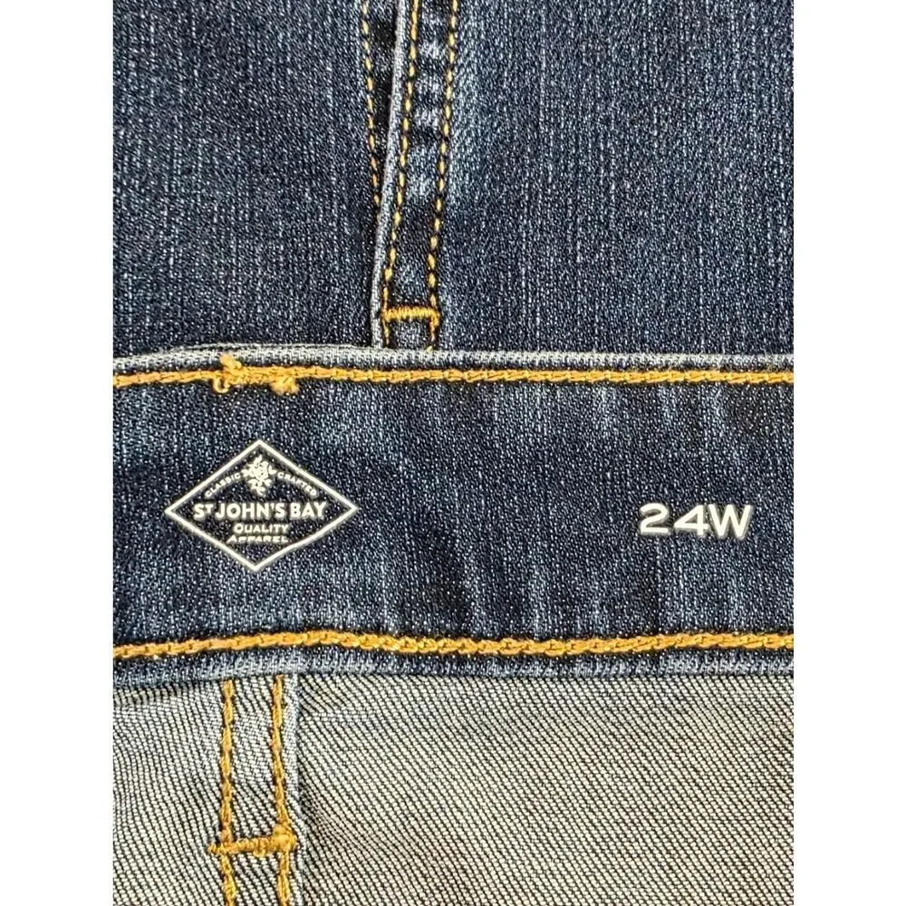 St. John's Bay Dark Wash Button-Fly Secretly Slender Denim Pencil Skirt Size 3X